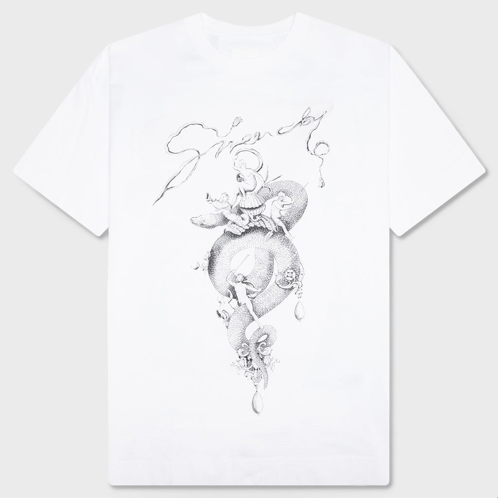 Chandelier and Snake Print T-Shirt - White