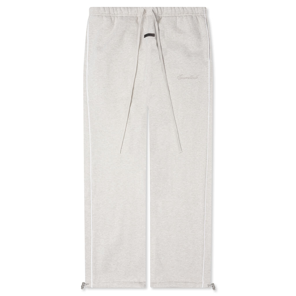 Relaxed Fleece Sweatpant With Piping - Heather Stone/Cloud White
