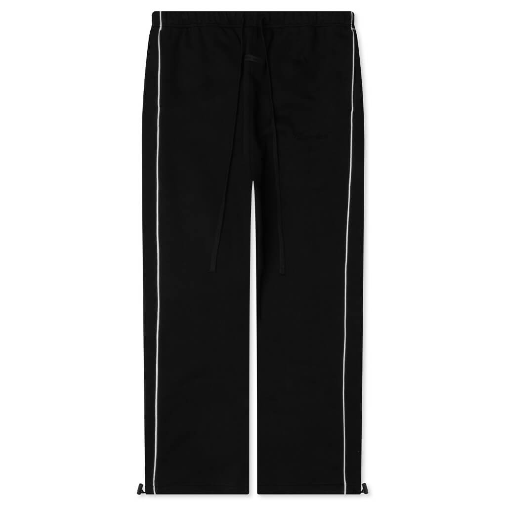 Relaxed Fleece Sweatpant With Piping - Jet Black/Cloud White