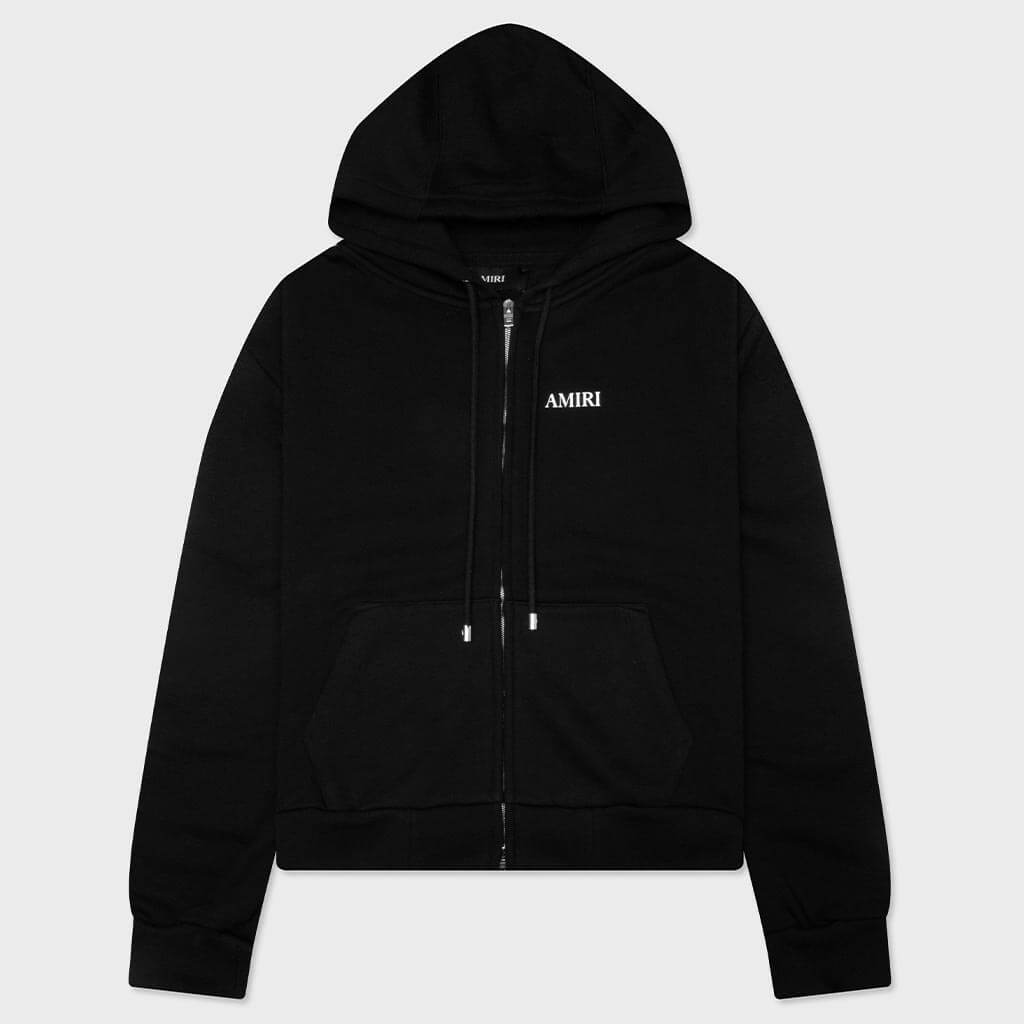 Relaxed Zip Up Hoodie - Black