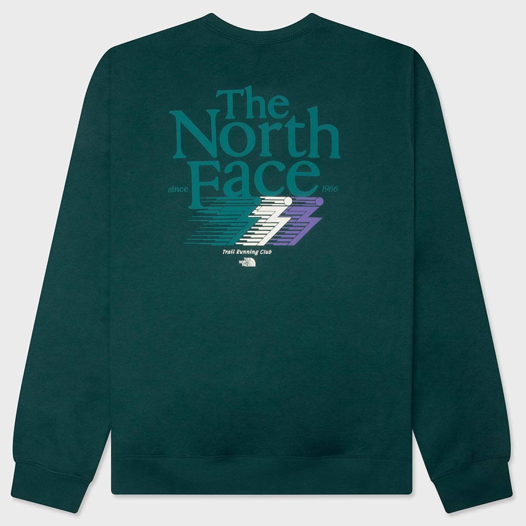 Retro Trail Relaxed Graphic Crew - Pacific Teal