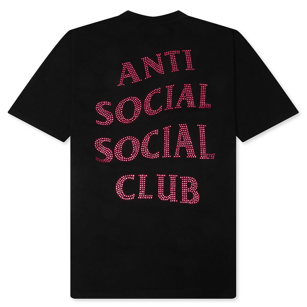 Rhinestone Mind Games Tee - Black/Pink