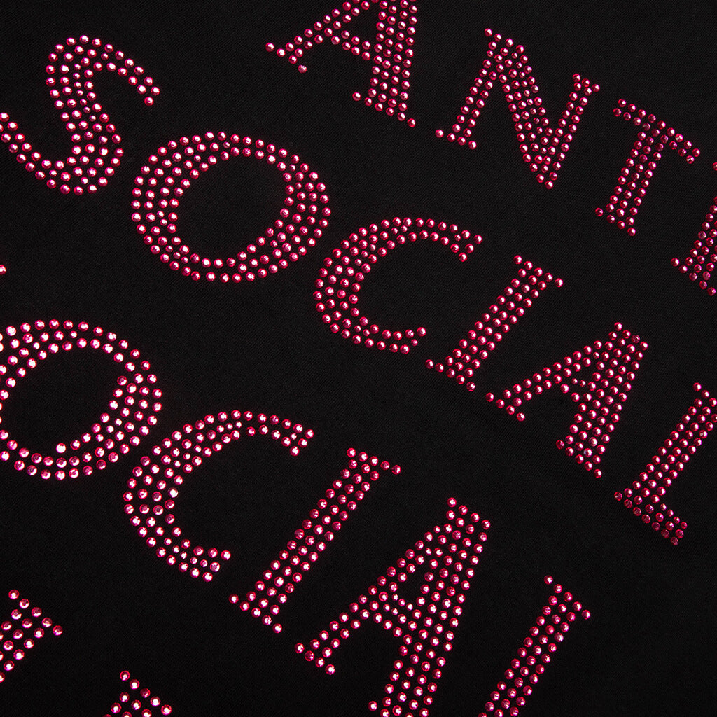 Rhinestone Mind Games Tee - Black/Pink