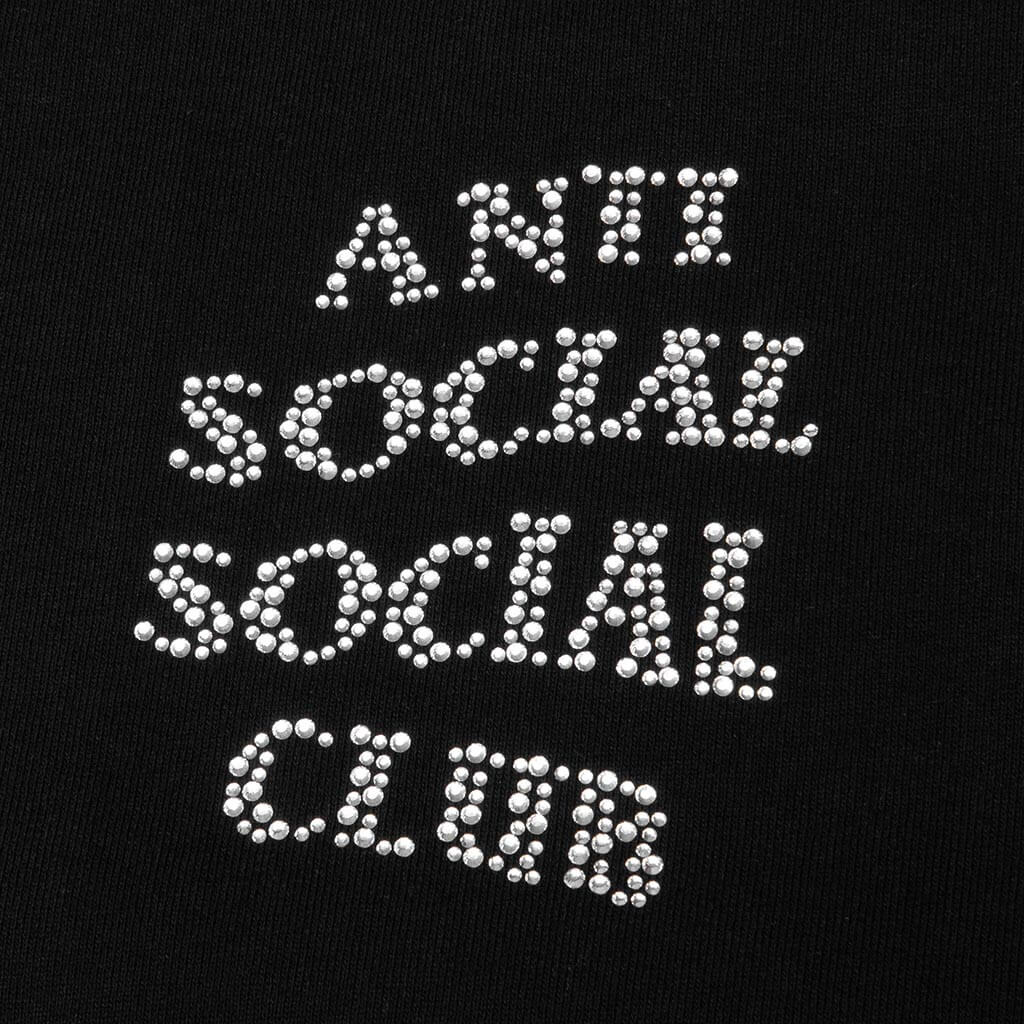 Rhinestone Zip Up Hoodie - Black