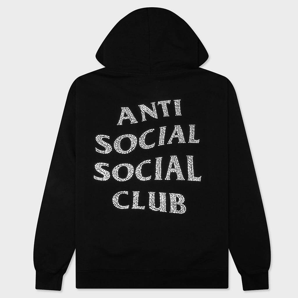 Rhinestone Zip Up Hoodie - Black