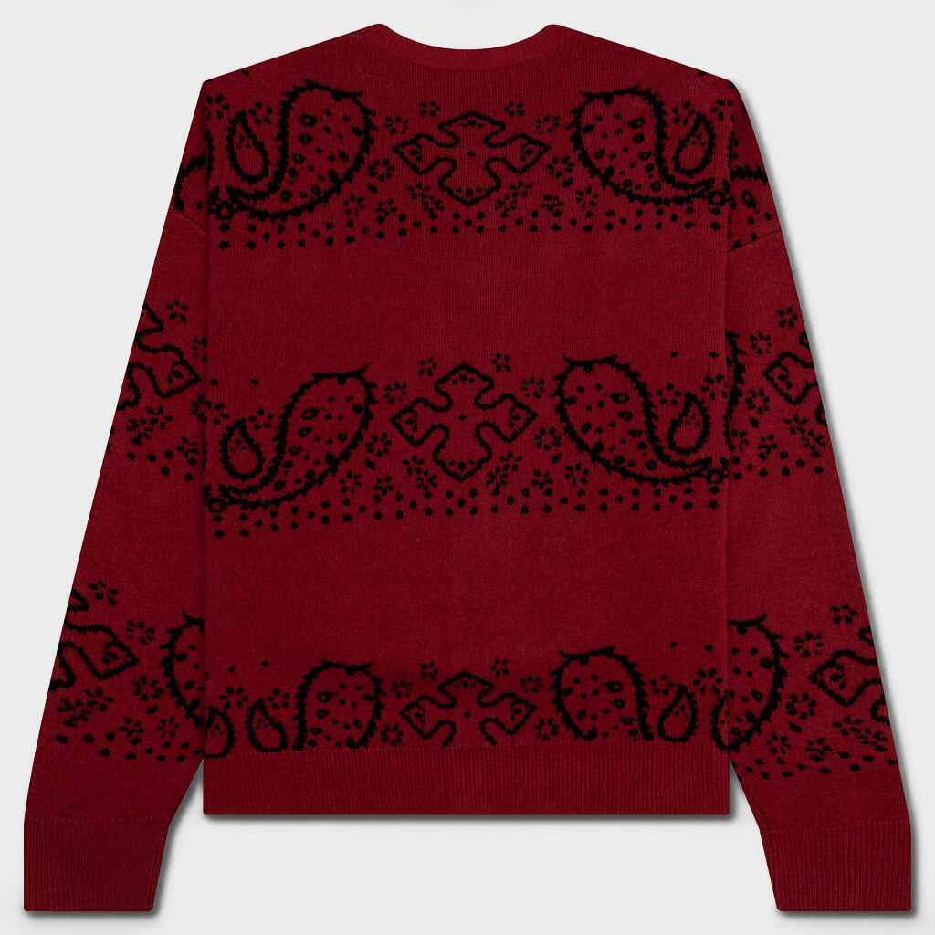 Bandana Knit Cardigan - Red/Black