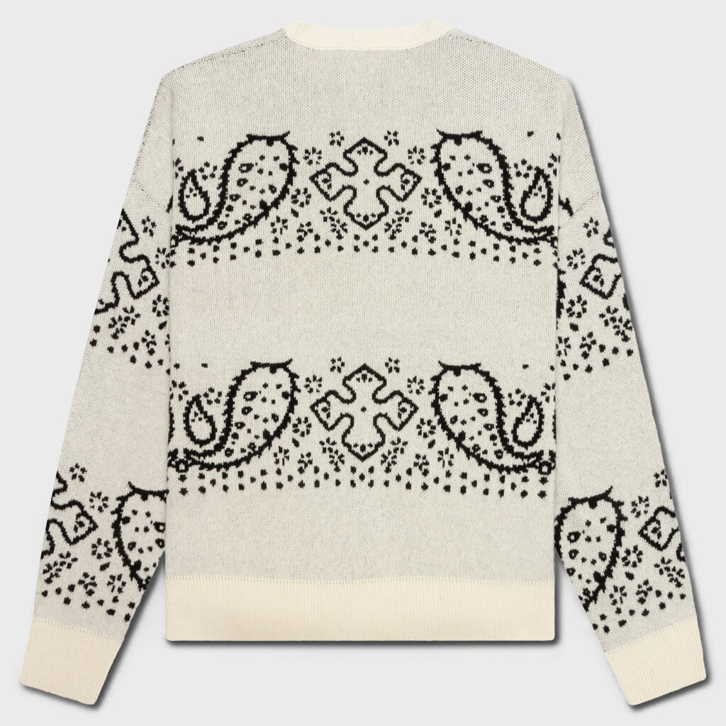 Bandana Stripe Cardigan - Creme/Black
