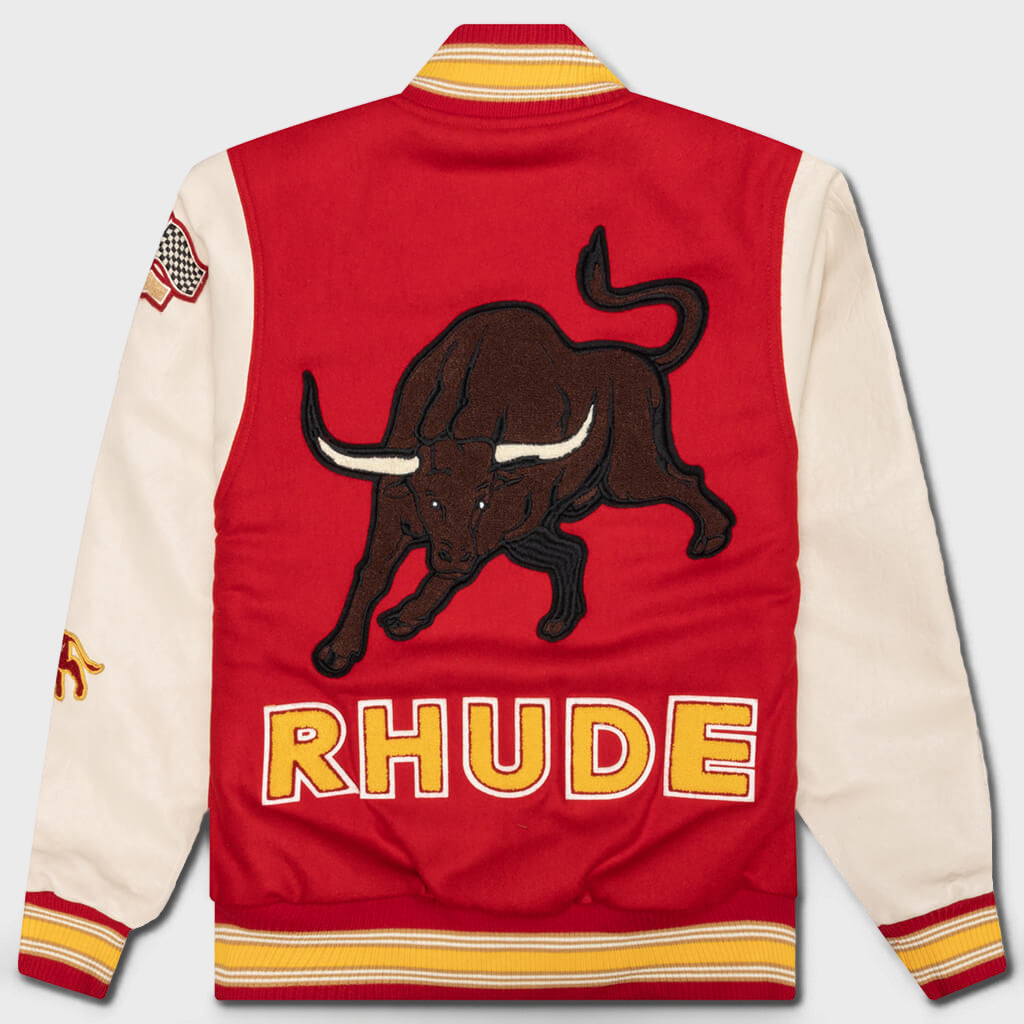 Bull Varsity Jacket - Red/Cream