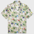 Cigarette Print Button Up - Taupe/Multi