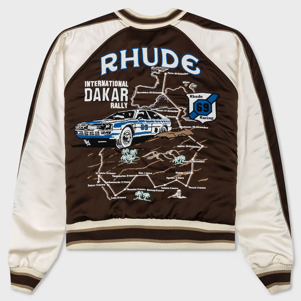 Crepe Satin Souvenir Jacket - Brown/Cream
