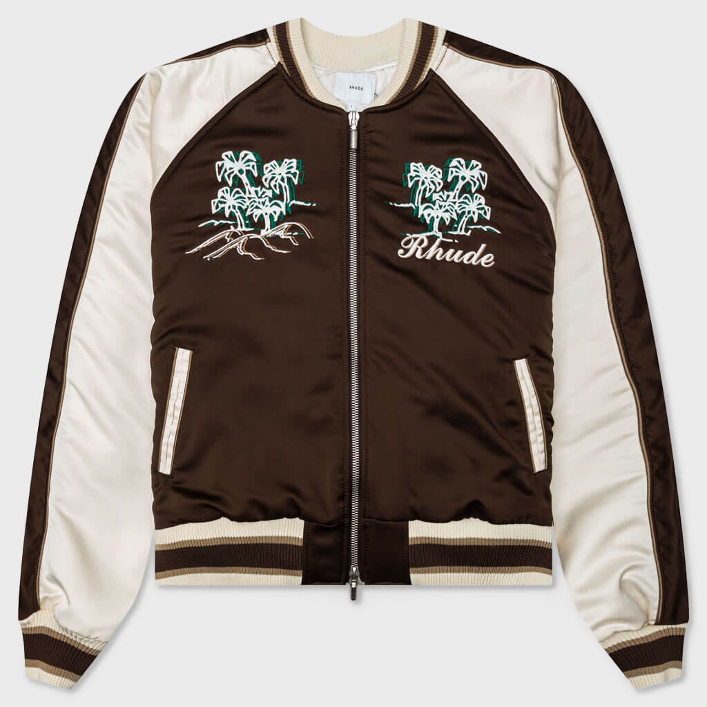 Crepe Satin Souvenir Jacket - Brown/Cream