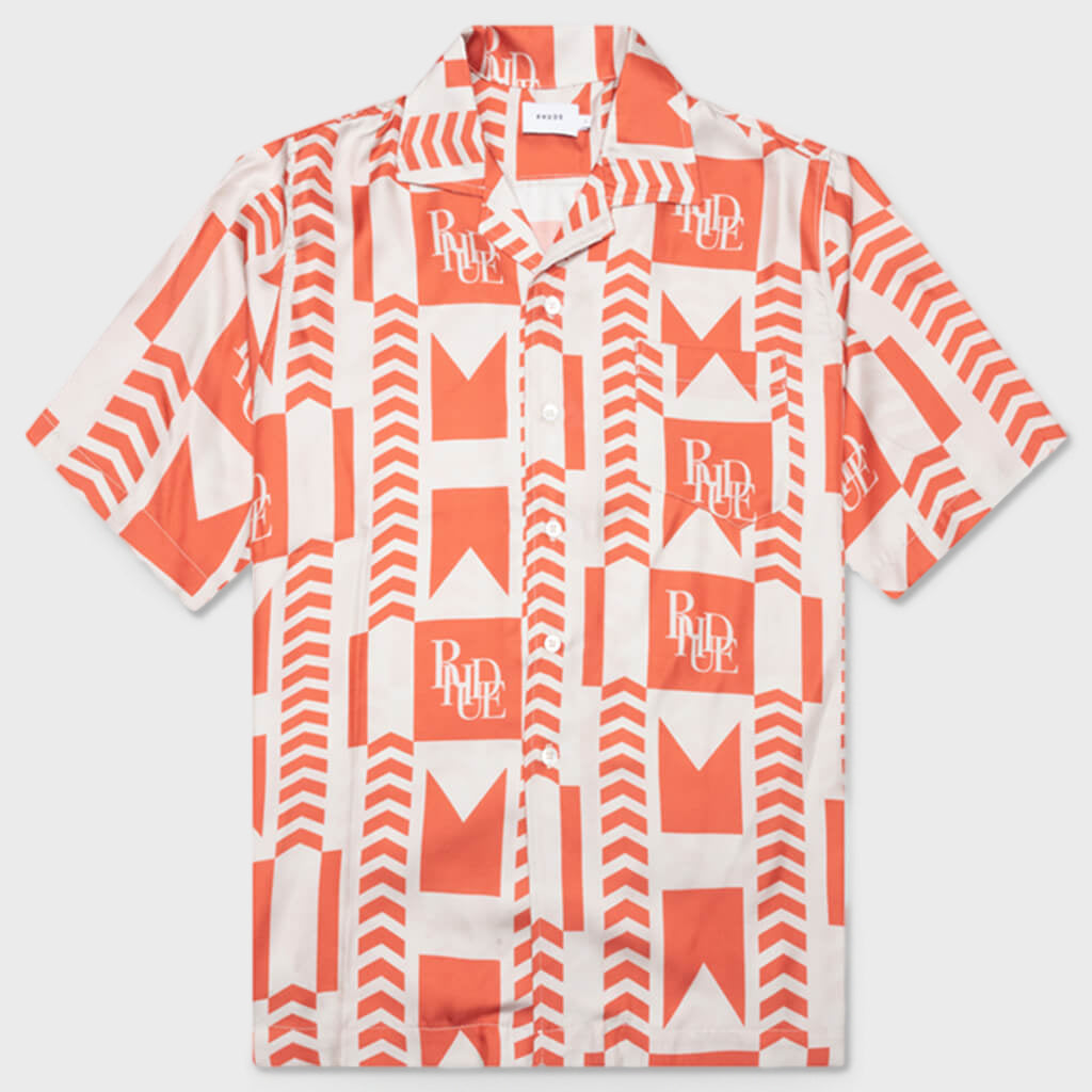 Grasse Button Up - Orange/Ivory