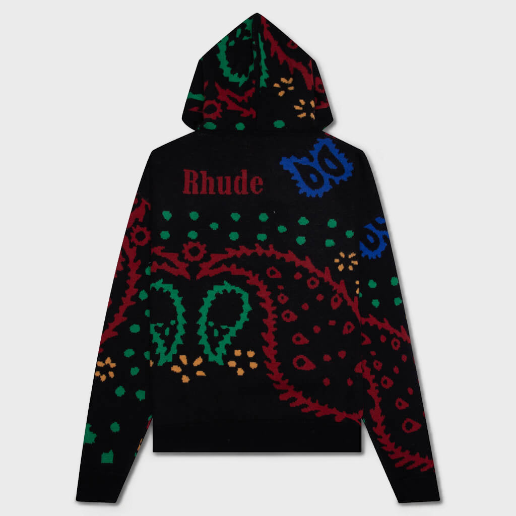 Knit Hoodie - Black/Red