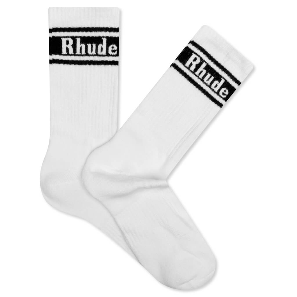 Stripe Logo Sock - White/Black
