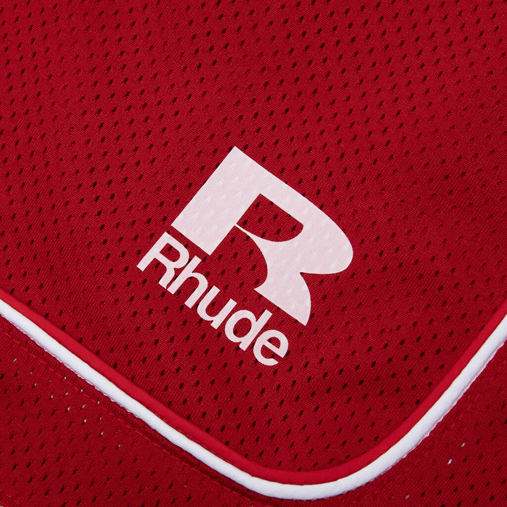 Rhude Mesh Piping Baggy Track Short - Red/White