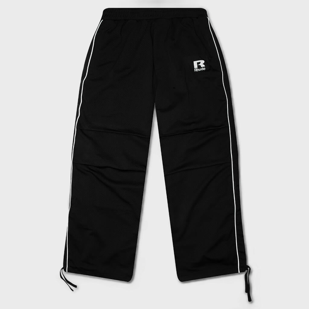 Rhude Mesh Piping Parachute Track Pant - Black/White