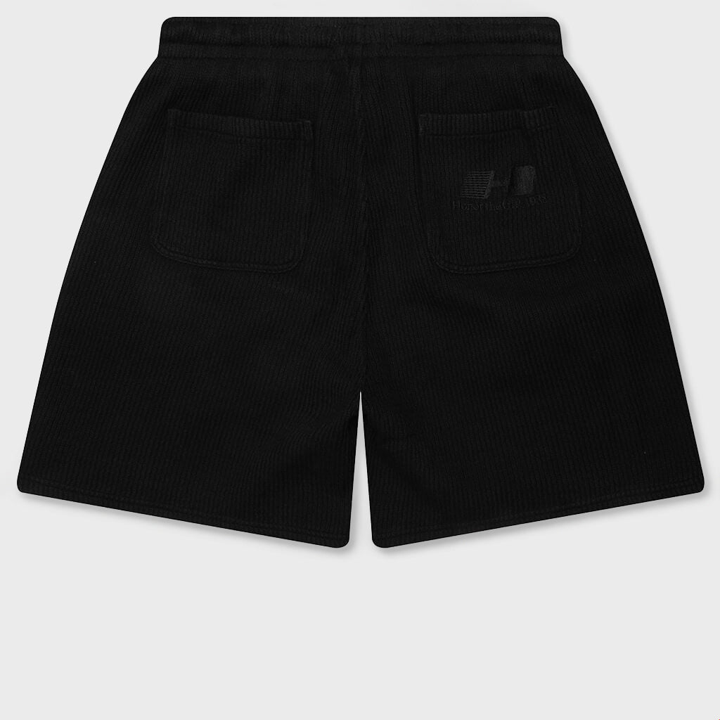 Rib Knit Drawcord 7" Shorts - Black