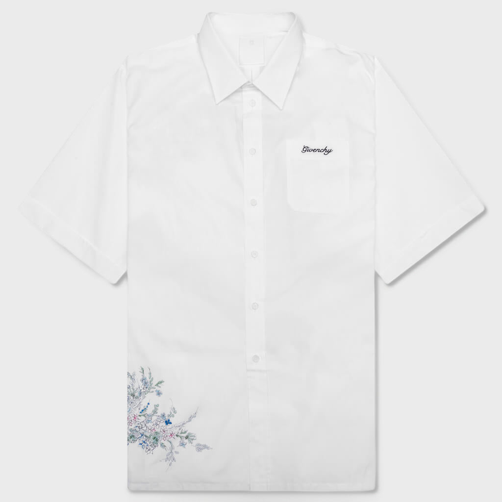 Flowers Poplin Shirt - White