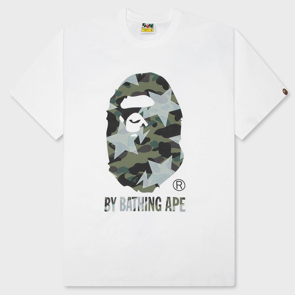 STA Over Print 1st Camo By Bathing Ape Tee - White/Green