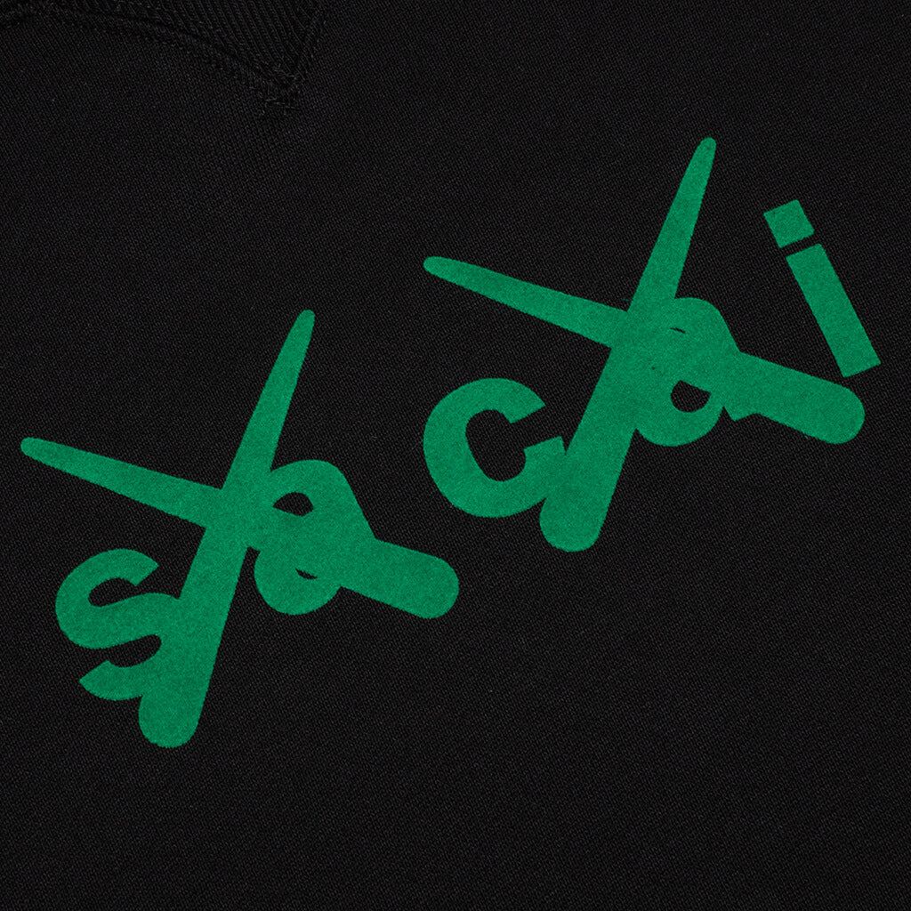 Flock Print Hoodie - Black/Green