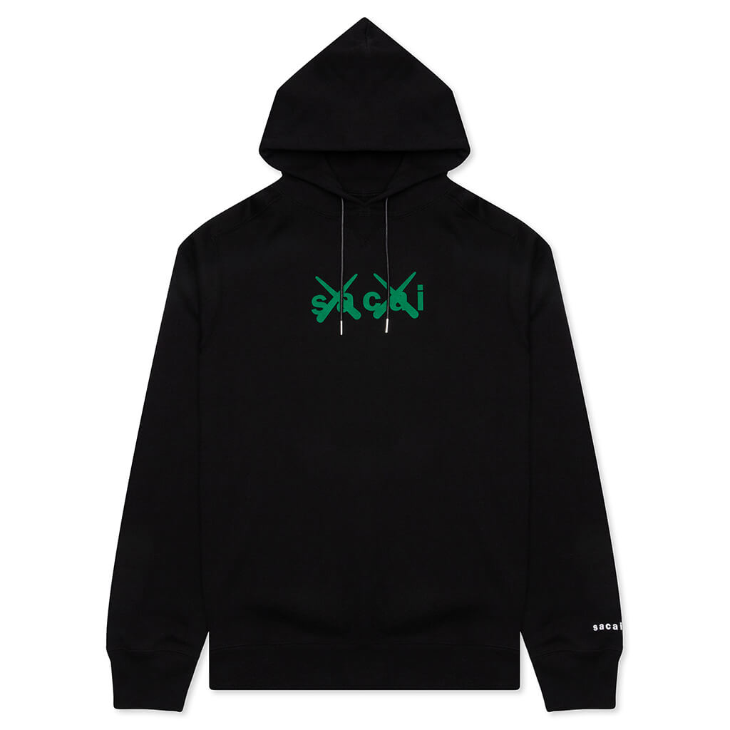Flock Print Hoodie - Black/Green