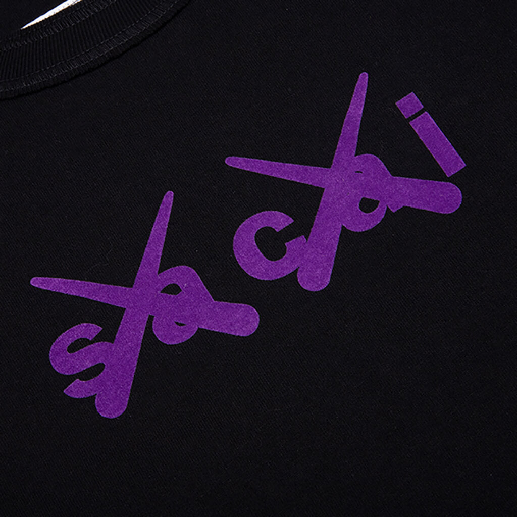 Flock Print T-Shirt - Black/Purple