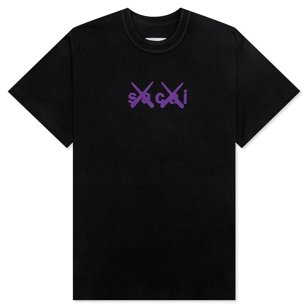 Flock Print T-Shirt - Black/Purple