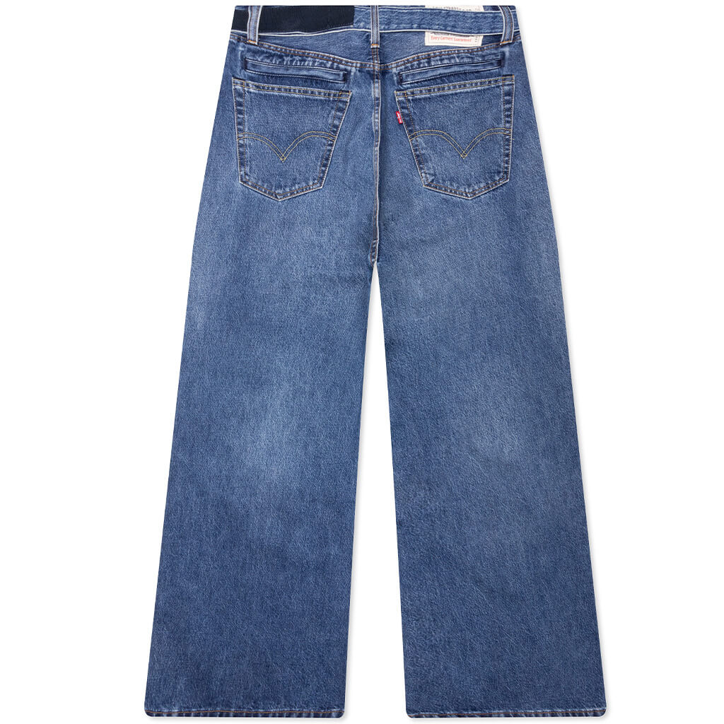 Wide Leg Denim Pants - Blue