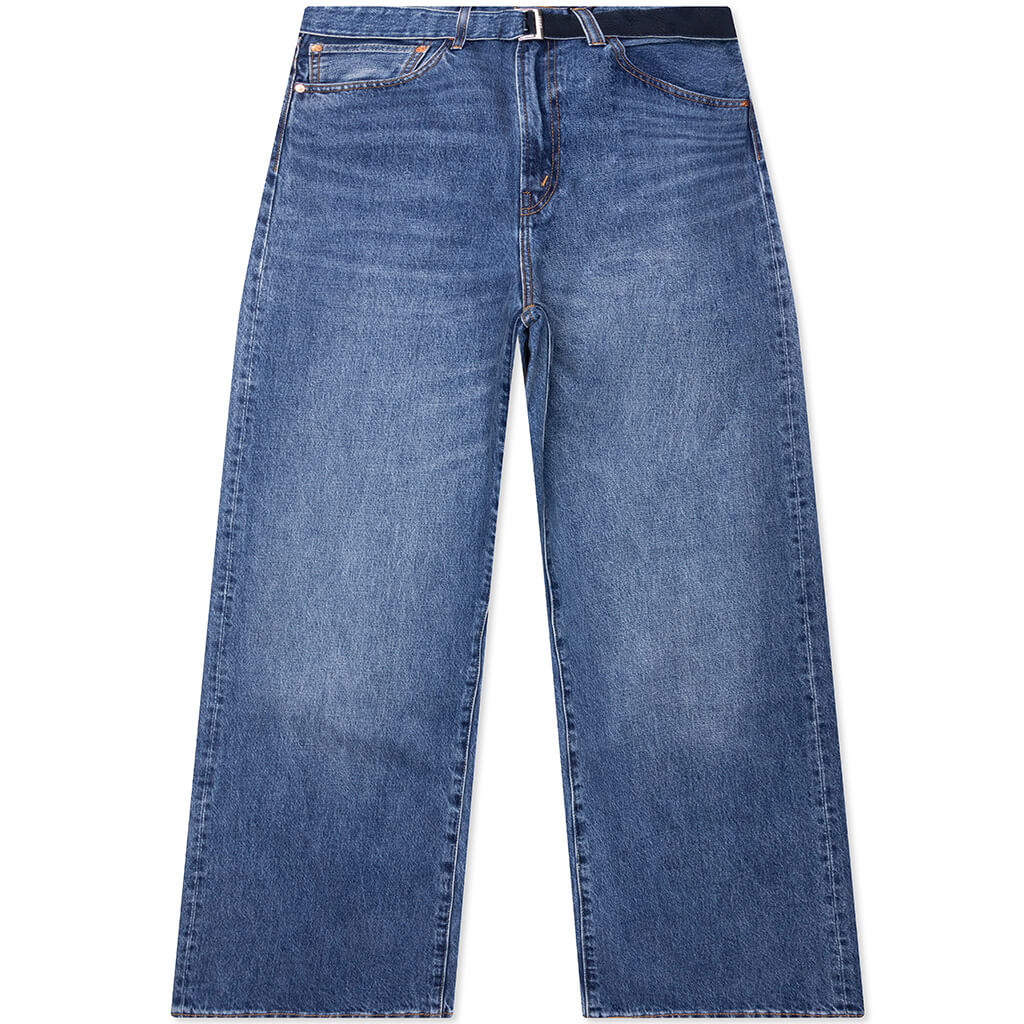 Wide Leg Denim Pants - Blue