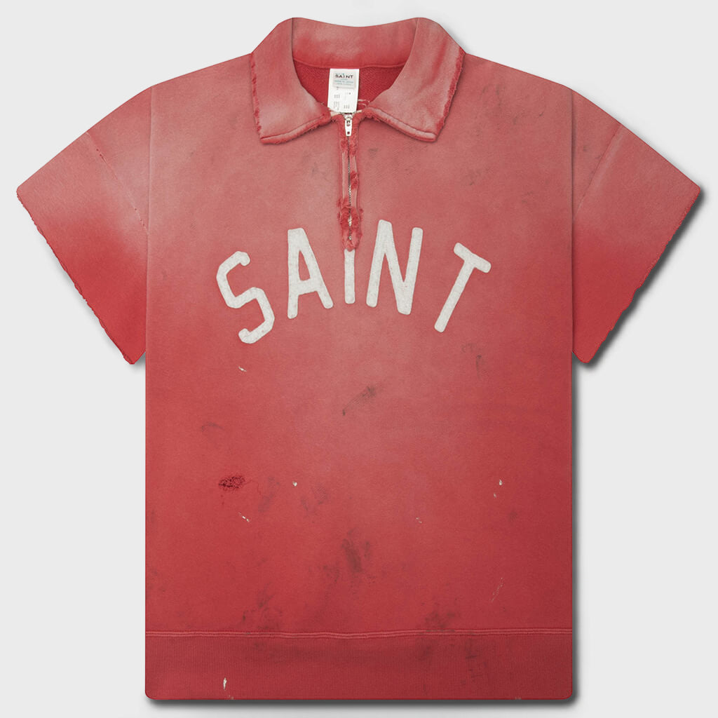 Saint S/S Half Zip Sweat Polo - Red
