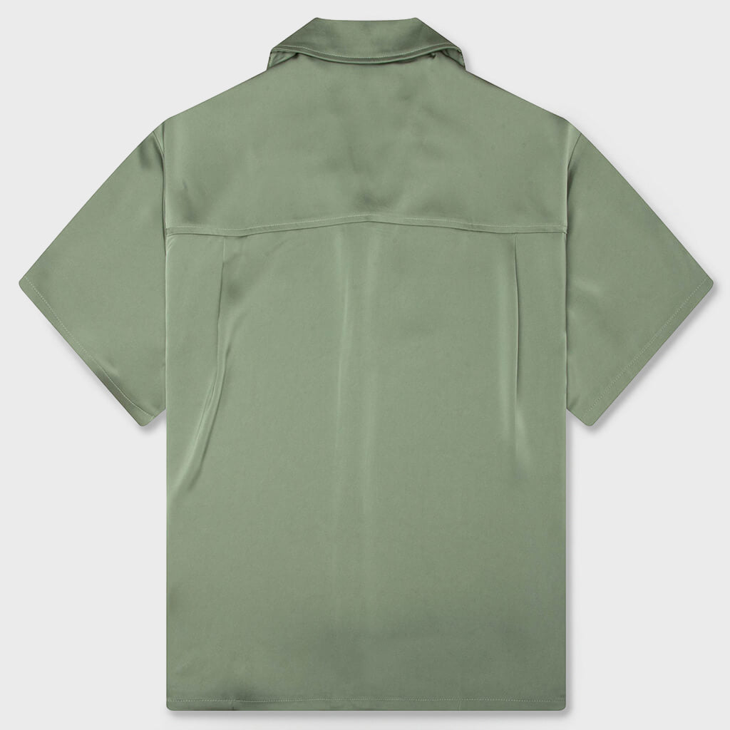 Satin Chest Logo Camp Collar - Sage