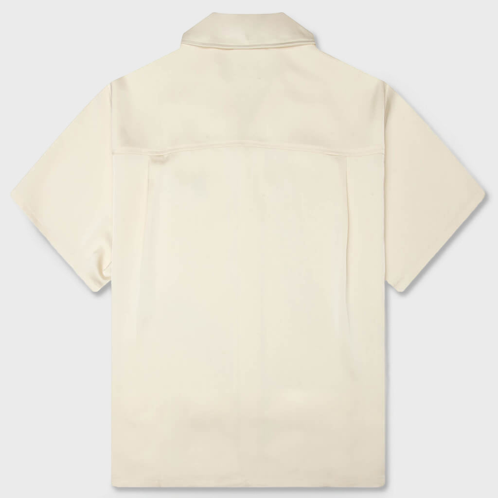 Satin Chest Logo Camp Collar - Sand