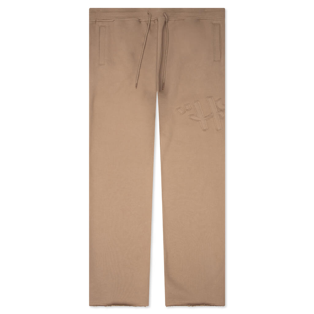 Script Embroidered Sweats - Light Brown