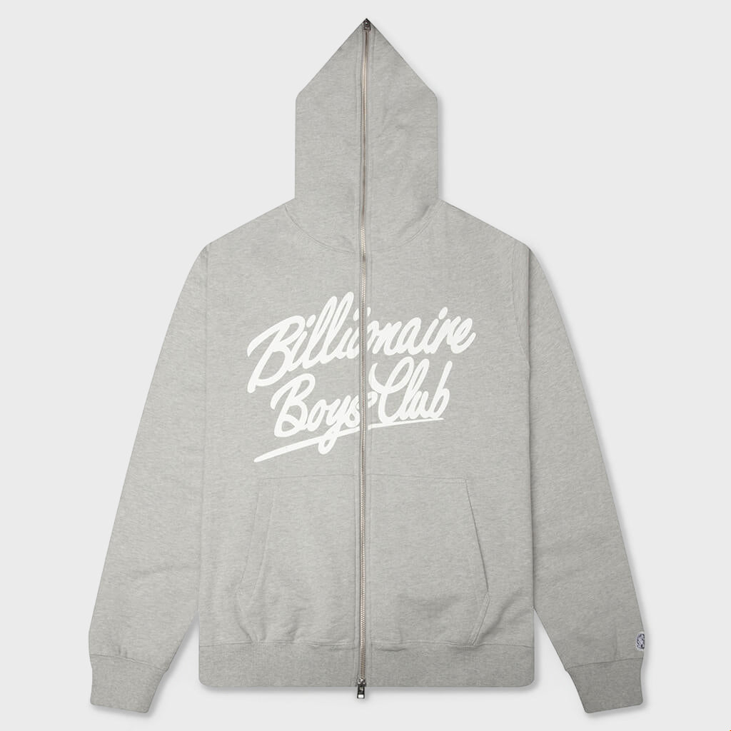 Script Zip Hoodie - Heather Grey