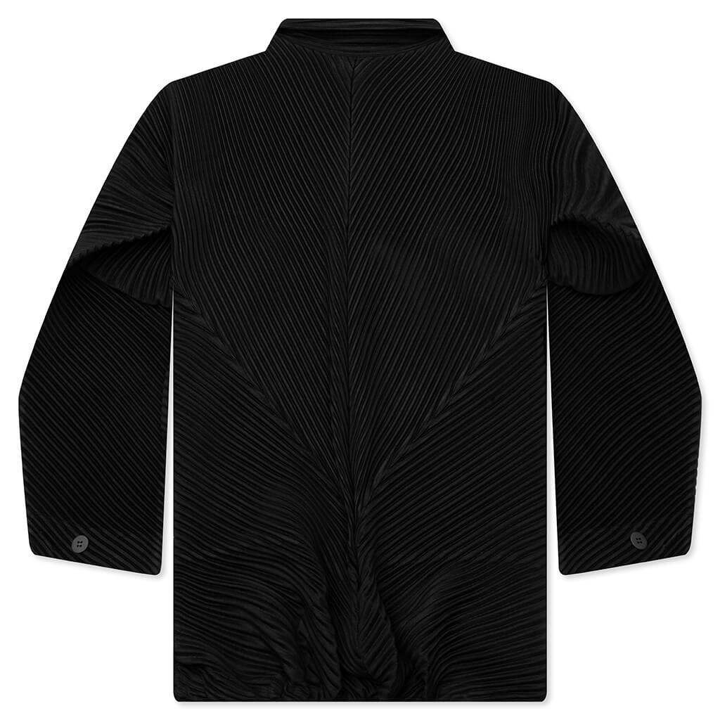 September Turtle Neck L/S Button Up - Black
