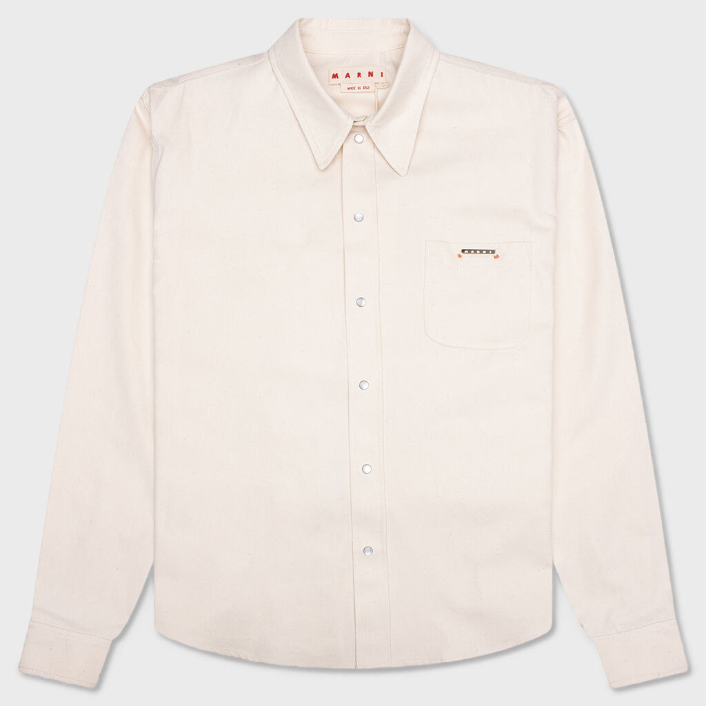 Cream Denim Shirt with Trunakaroo Plaque - Bone