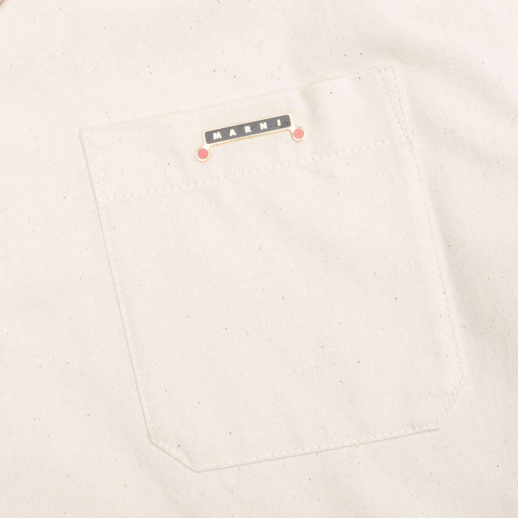 Cream Denim Short Sleeve Shirt with Trunakaroo Plaque - Bone