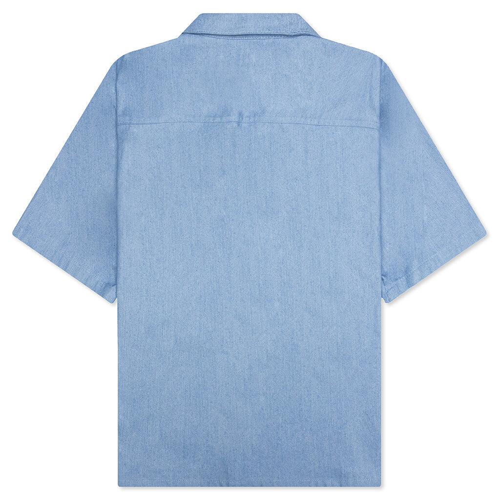 Blue Denim Short Sleeve Shirt with Trunakaroo Plaque - Iris Blue