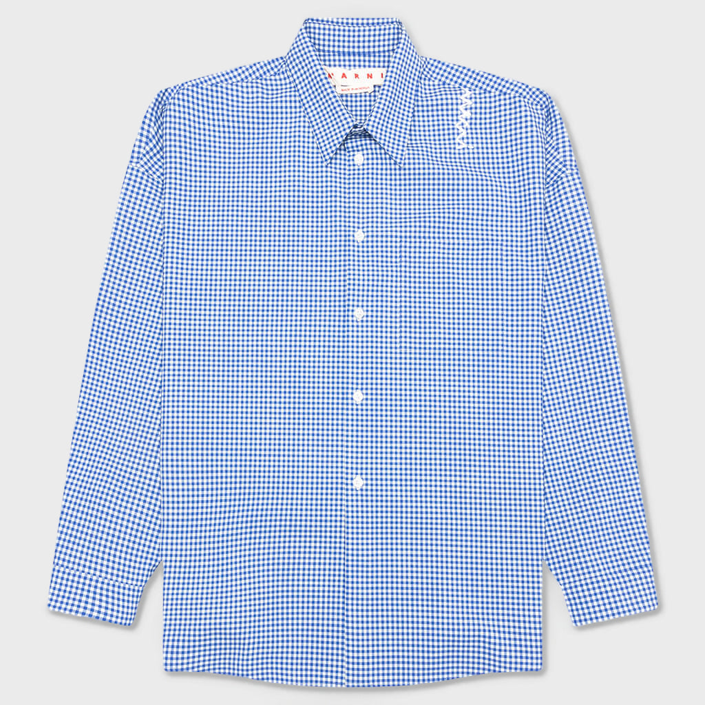 Checked Wool Shirt - Blue/White