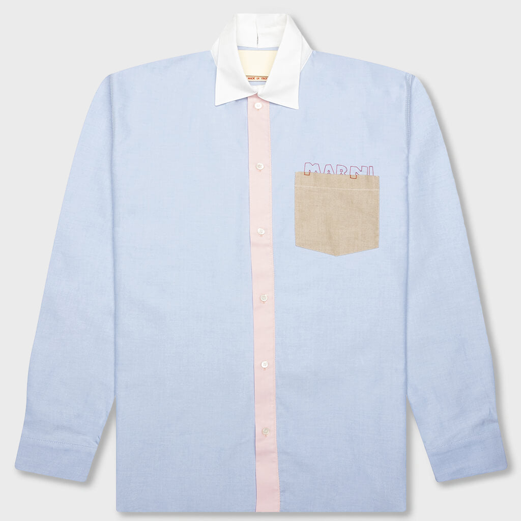 Contrast Collar Oxford Shirt - Sapphire