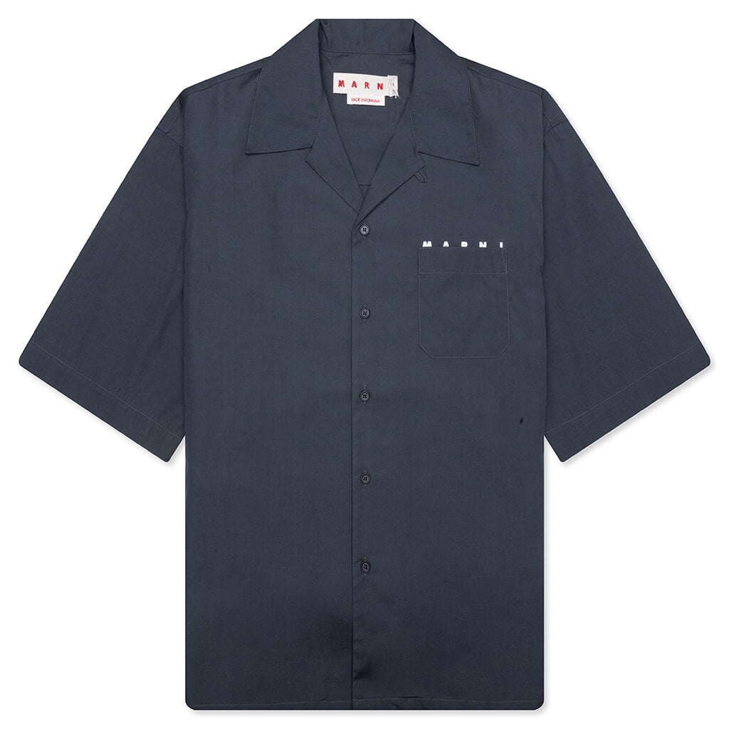Organic Hidden Logo Poplin Cotton Shirt - Dark Ash