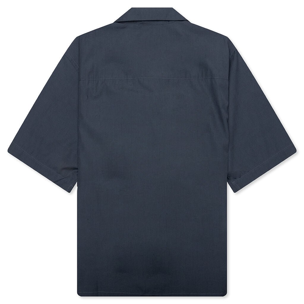 Organic Hidden Logo Poplin Cotton Shirt - Dark Ash