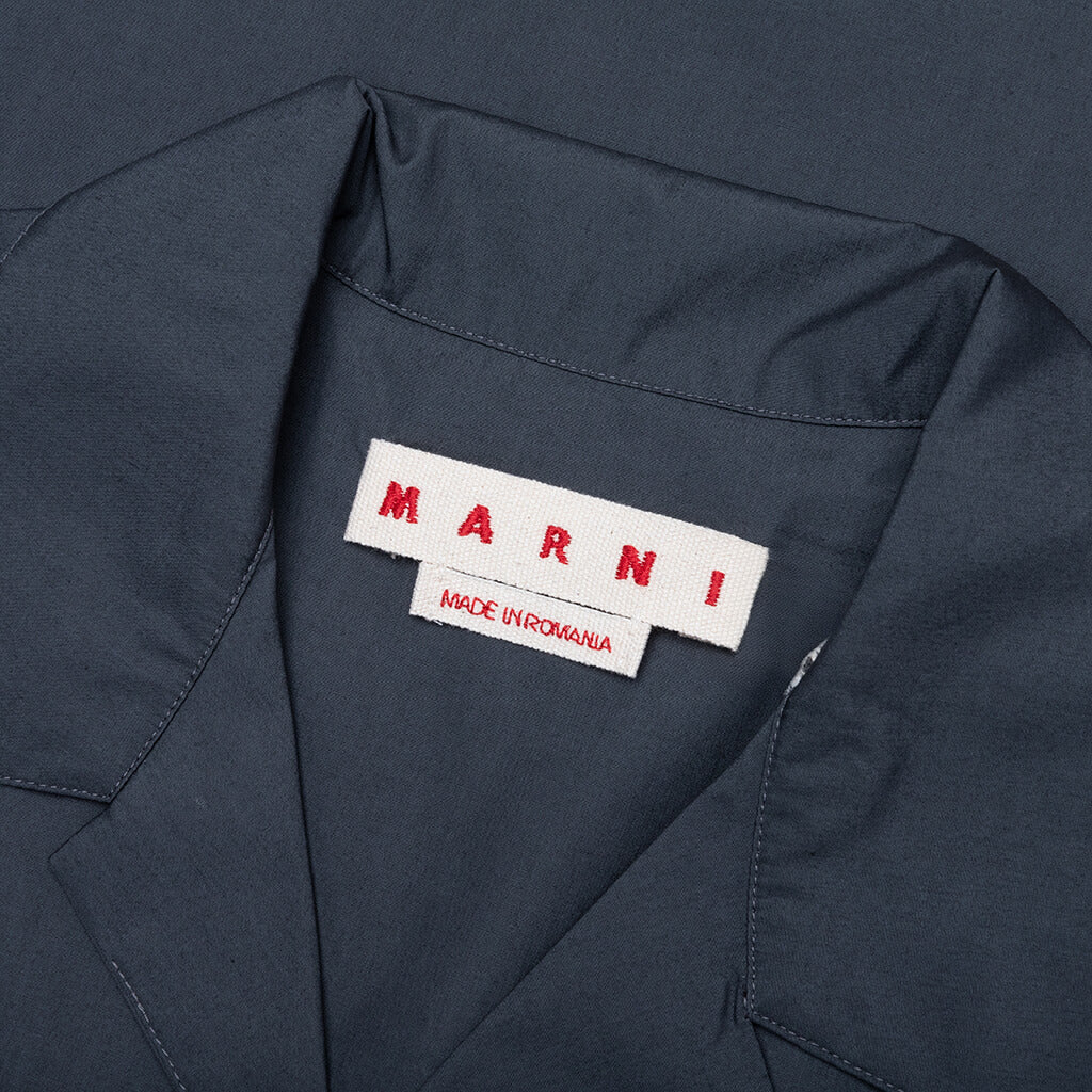 Organic Hidden Logo Poplin Cotton Shirt - Dark Ash
