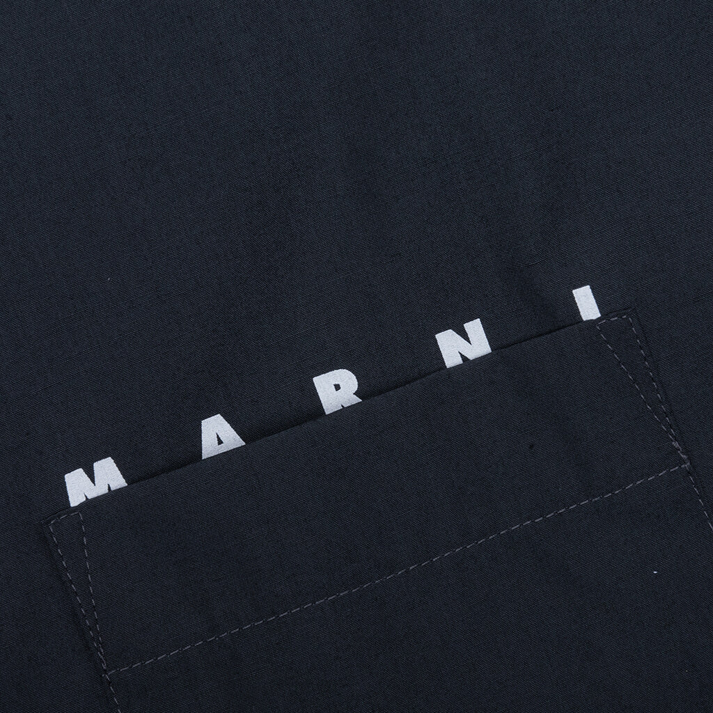 Organic Hidden Logo Poplin Cotton Shirt - Dark Ash