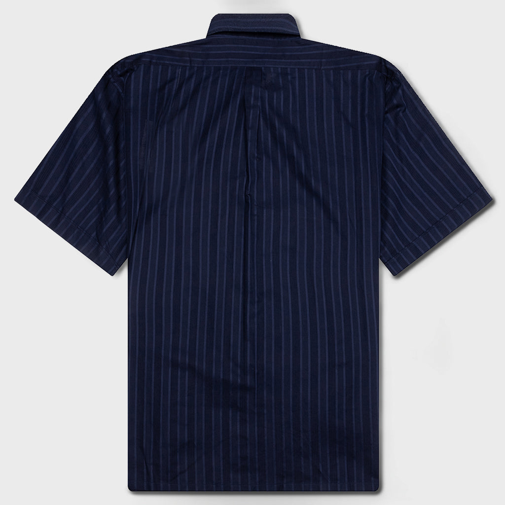 Cotton Voile Shirt With Stripes - Navy