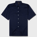Cotton Voile Shirt With Stripes - Navy