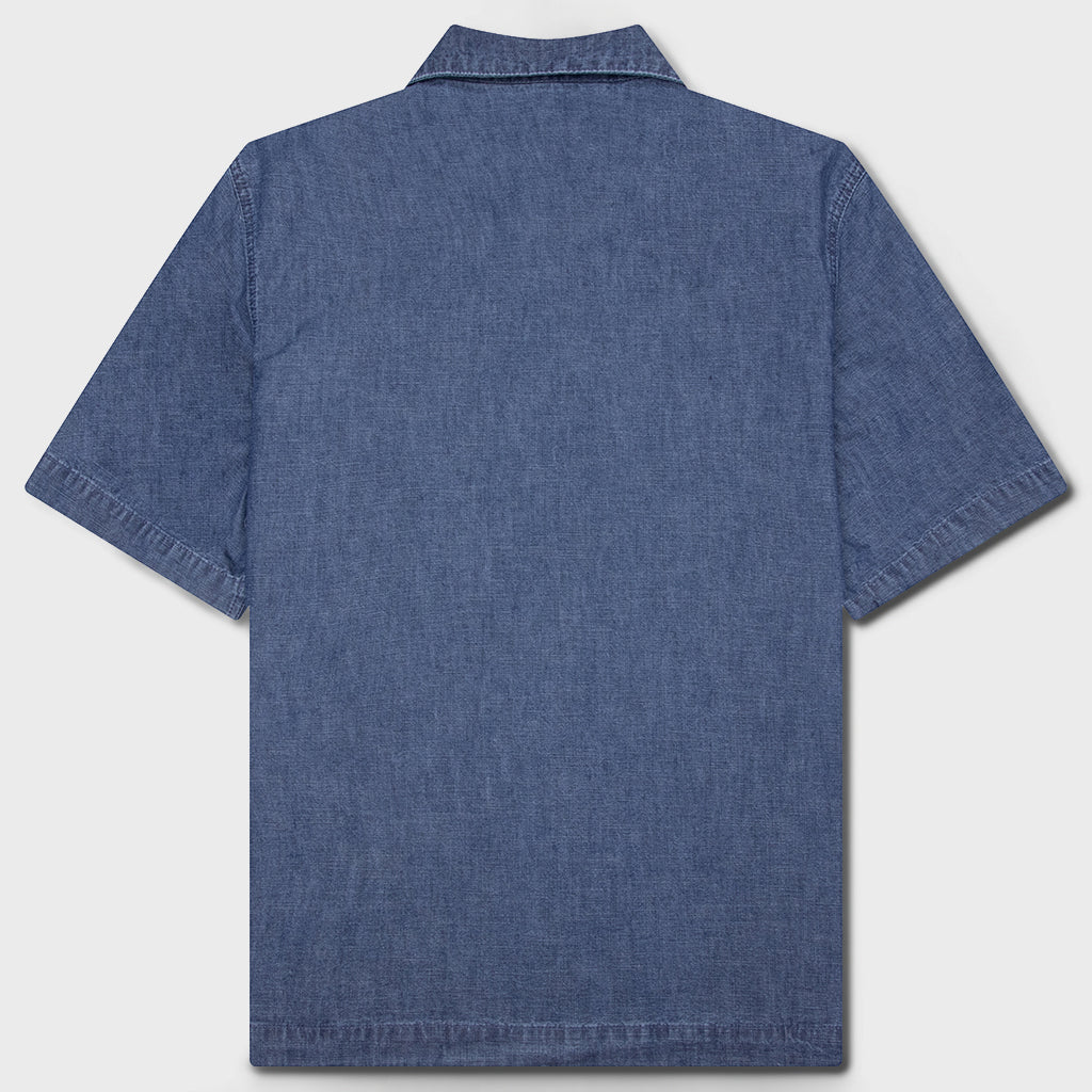 Logo Embroidered Short-Sleeve Shirt - Denim Blue