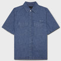 Logo Embroidered Short-Sleeve Shirt - Denim Blue