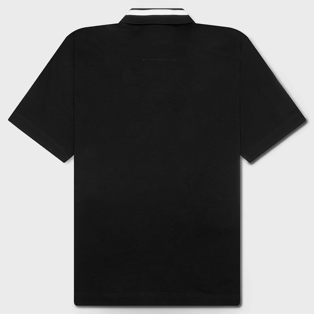 Crest Polo Shirt With Casual Pocket - Black