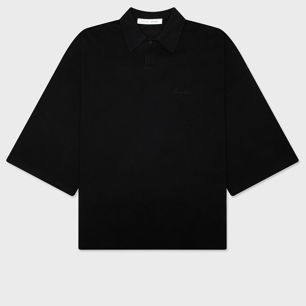 Pique Signature 90s Cropped Polo - Vintage Black